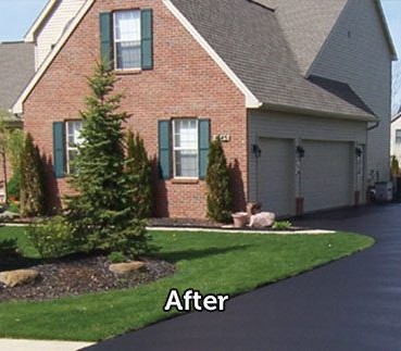 Repaired asphalt driveway
