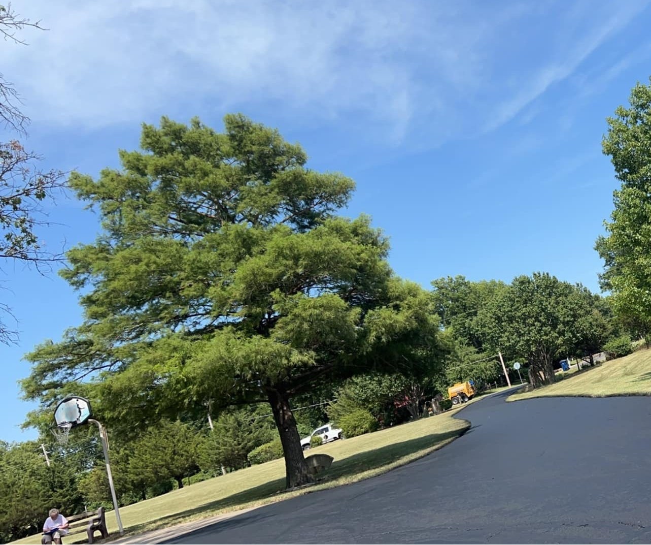 Repaired asphalt driveway